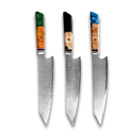 Chef's Knife For Japanese Cuisine In Damascus (Option: Green Blue Black-34.7cm)