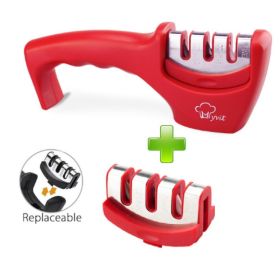 Sharpening Kitchen Tool Diamond Tungsten Steel Sharpening Stone (Option: Red Set)