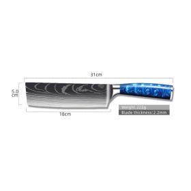 8-inch Chef Knife with Blue Resin Handle (Option: 7inch small kitchen knife)