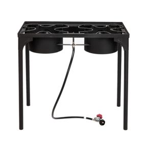 Rectangular Double Eyed Four Legged Gas Burner (Option: Black)